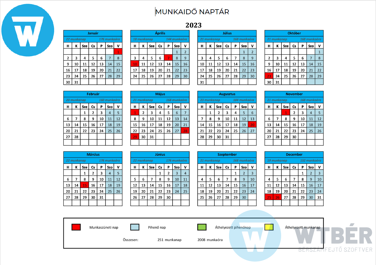 Munkaid Napt r 2023 extra Nyomtathat F jl s Pdf WTB R 